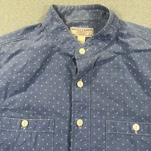 VTG Wallace & Barnes Button Down Shirt Mens Small Blue Polka Dot Band Collar